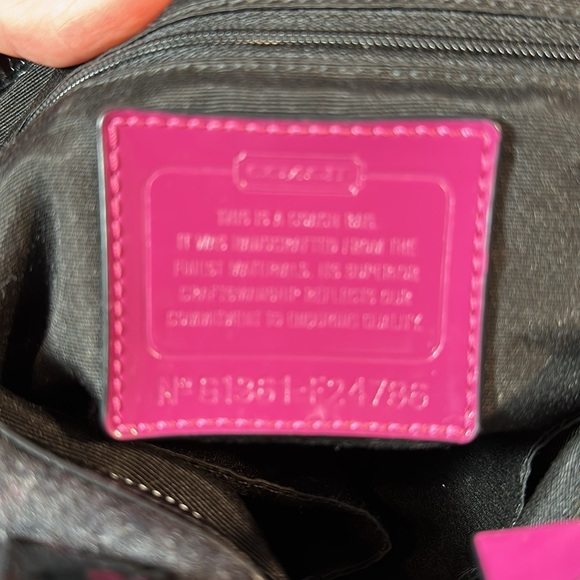 Coach Signature Wool Stripe Black Gray Berry Purple Satchel Bag - Picture 5 of 6